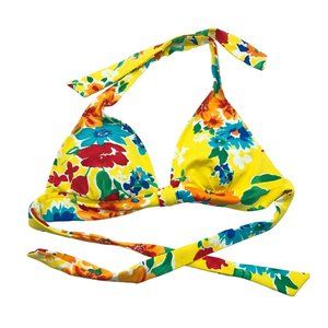 Lauren Ralph Lauren Swim Bikini Top Triangle Removable Cups Floral Yellow 4